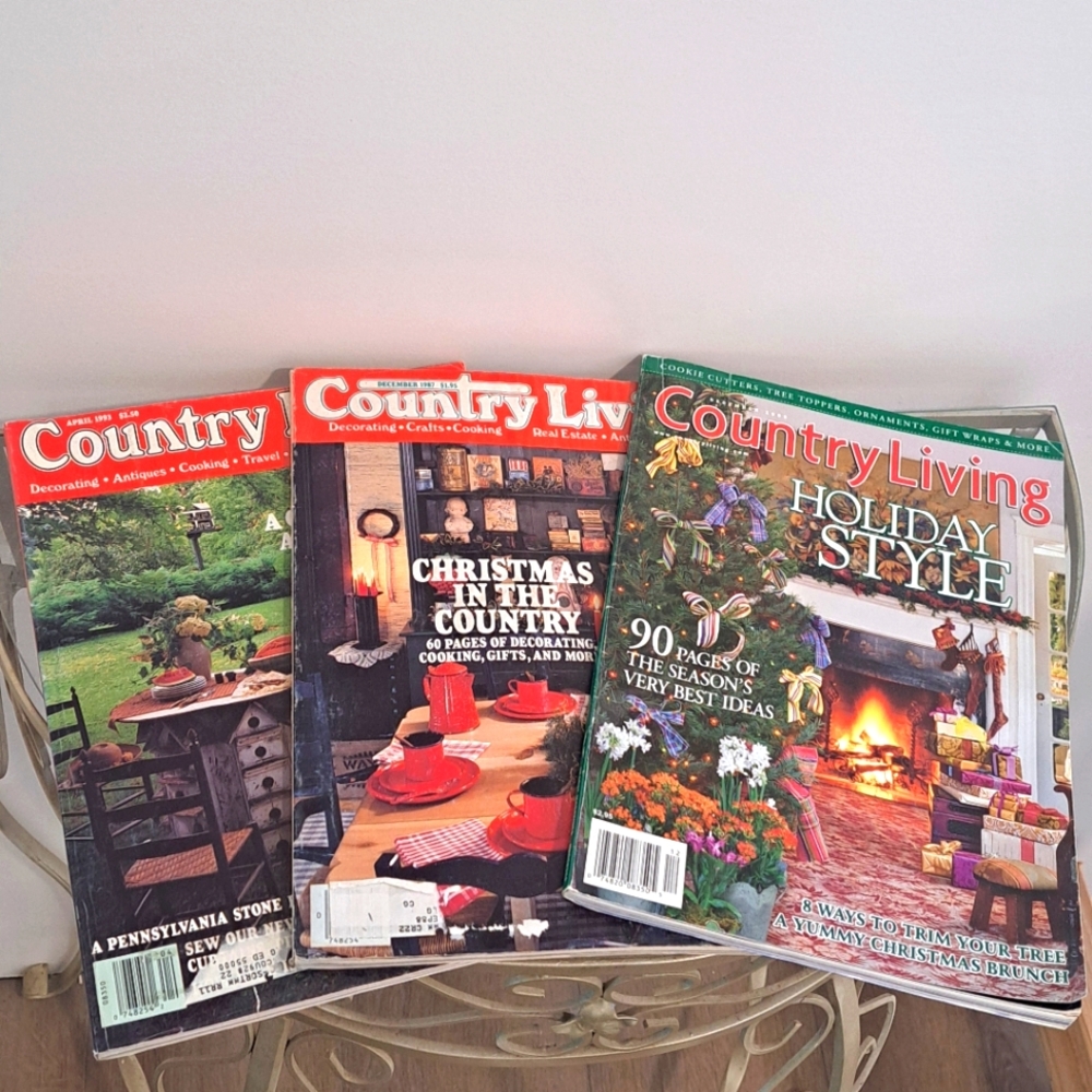 Vintage Country Living Magazine Bundle, December 1999, December 1987 & April 93'